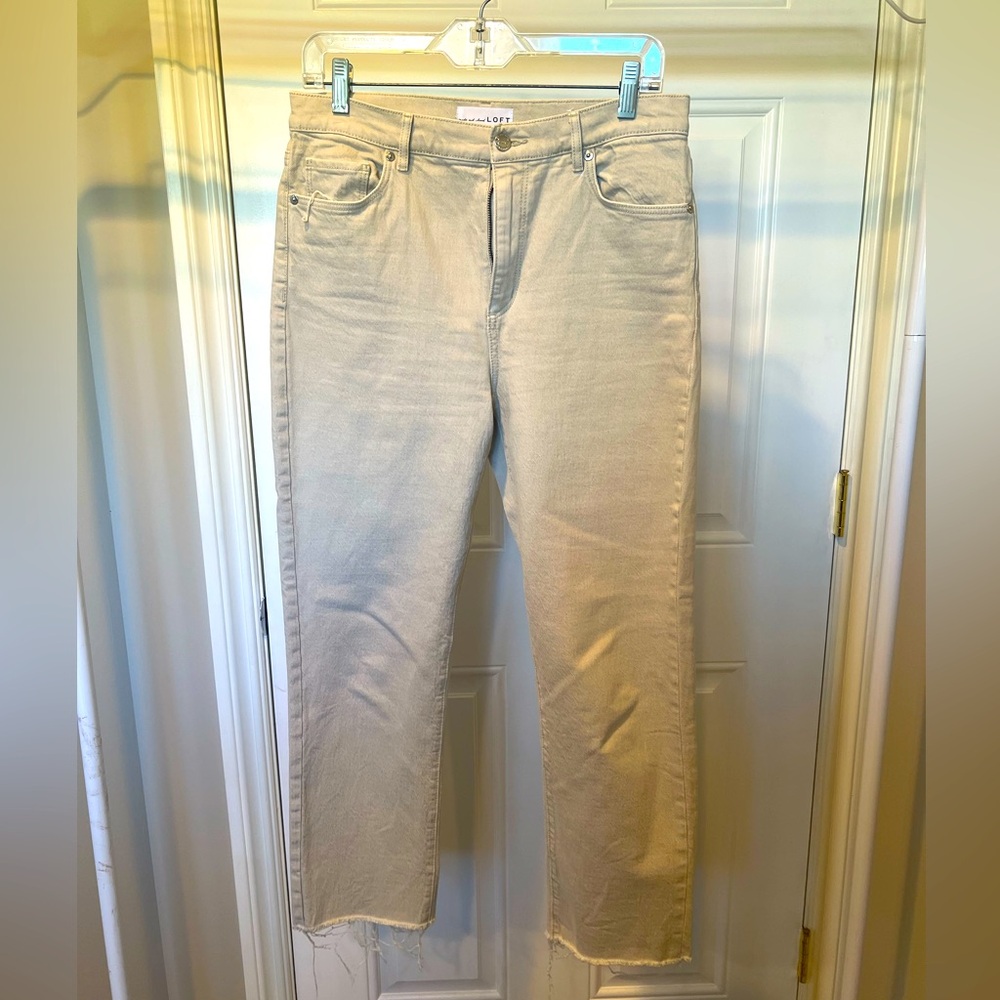 Loft High Waist Straight Cropped Jeans